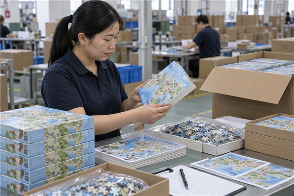 Shipment inspection of Custom Destination Puzzles for Travel Retail: A B2B Sourcing Guide at a custom puzzle factory