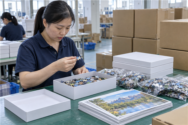 Shipment inspection of Custom Fundraising Puzzles: A B2B Guide for Schools, Charities and Nonprofits at a custom puzzle factory