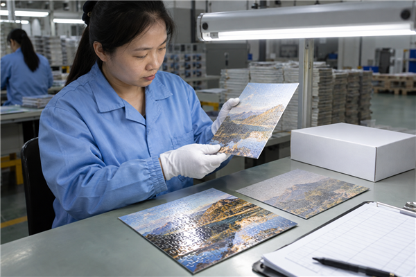 Shipment inspection of Custom Puzzle Finish Guide: Matte, Gloss, Linen and Coating Choices for B2B Buyers at a custom puzzle factory
