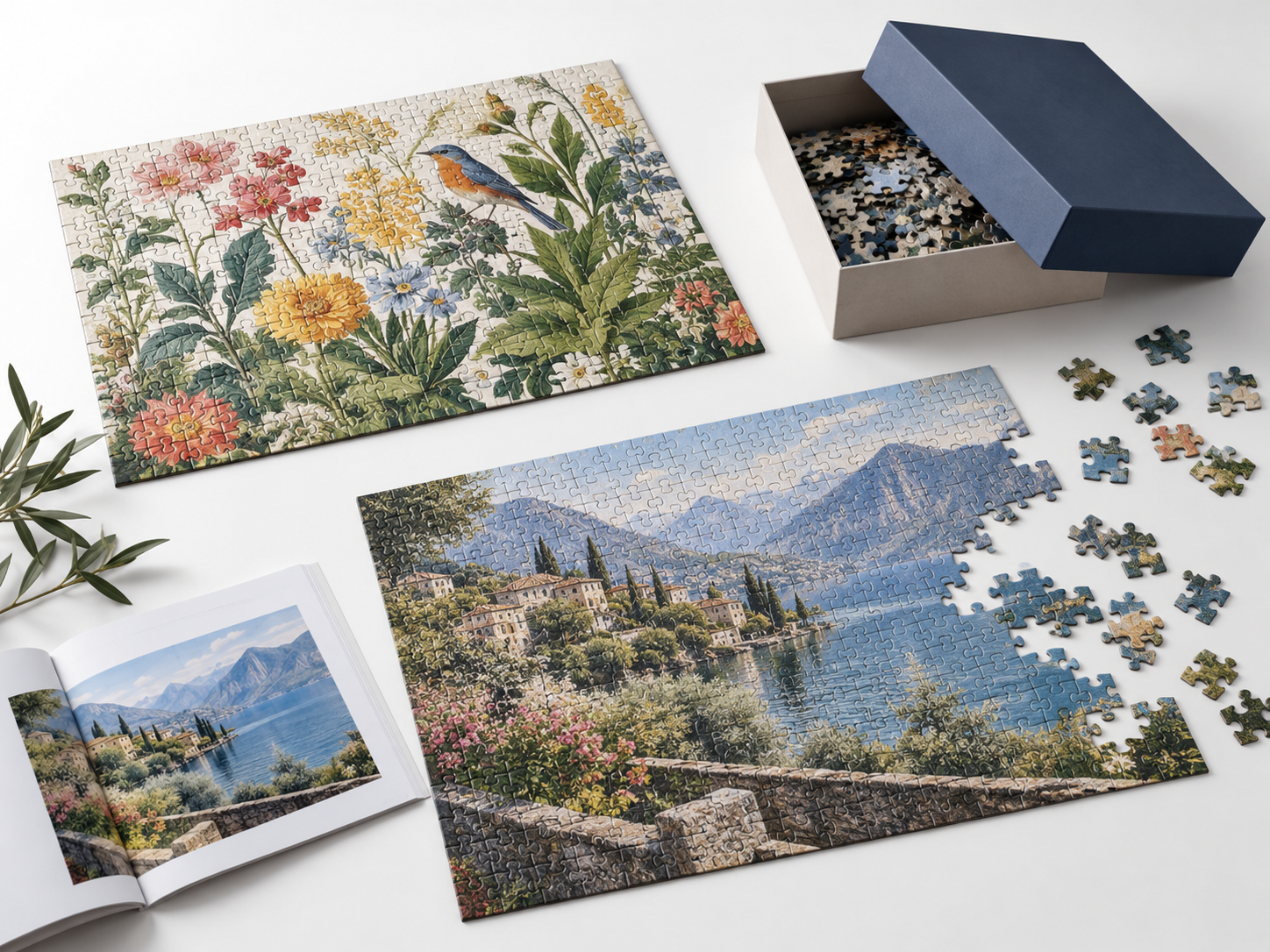 Custom cardboard jigsaw puzzles and presentation box