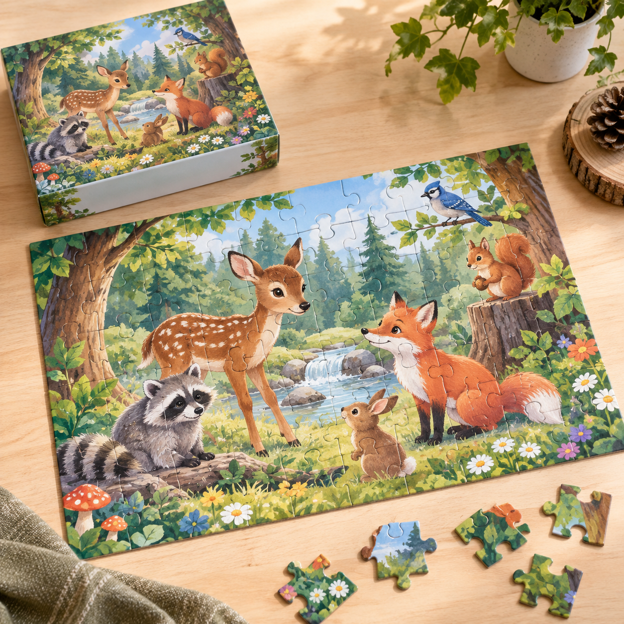 Children's custom jigsaw puzzle with large illustrated pieces