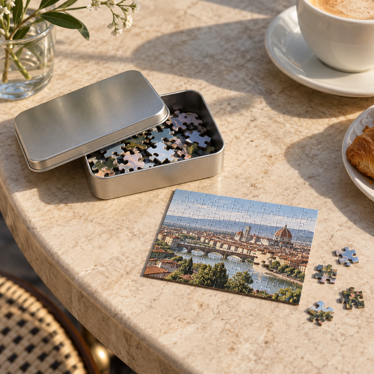 Compact travel custom puzzle in a tin presentation format